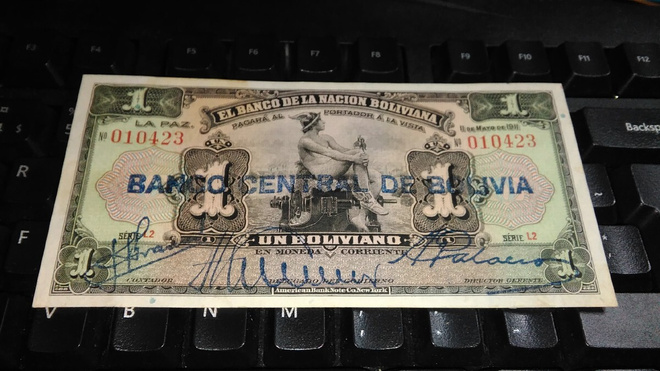 Bolivia 1 boliviano 1911-1929 P112 sn423 UNC