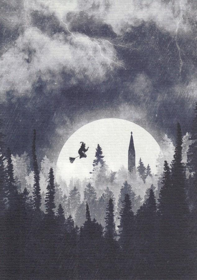 Halloween noita ja täysikuu
