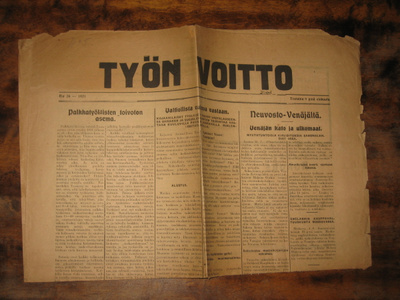 Sanomalehti  Työn Voitto  9.8.1921