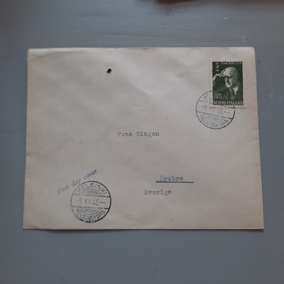 FDC Suomi 1945 Sibelius, Ruotsiin