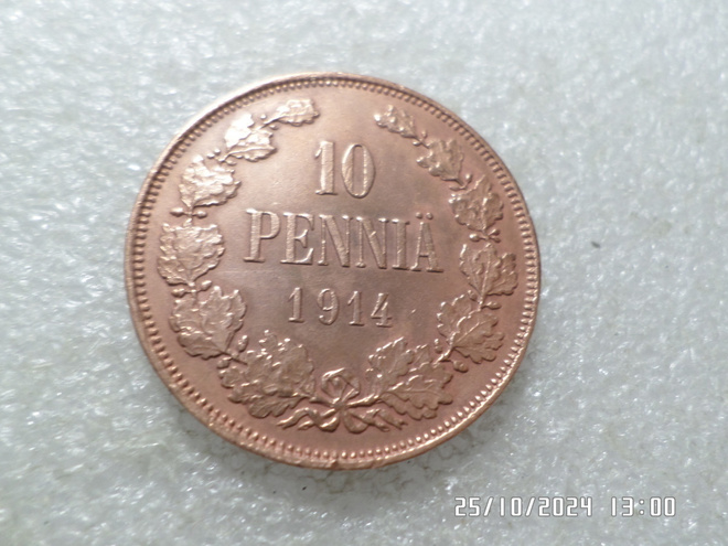 10  penniä   1914    hienokuntoinen