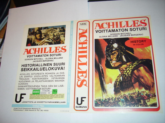 Vhs kansipaperi Fix -  ACHILLES - VOITTAMATON SOTURI