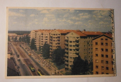 Helsinki, Mannerheimintietä Töölön tullin tienoilla, p. 1956