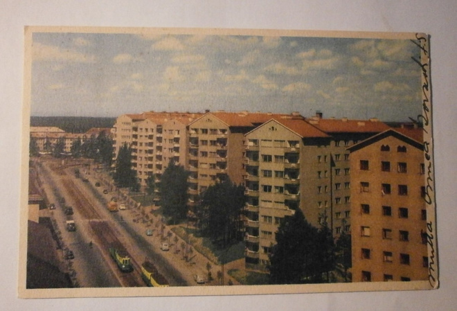Helsinki, Mannerheimintietä Töölön tullin tienoilla, p. 1956