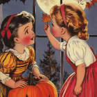 Halloween kaksi tyttöä ja kurpitsa - pikkukuva 1