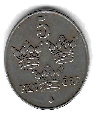1942 5 ÖRE KOLIKKO KÄYTETTY RUOTSI