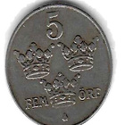 1942 5 ÖRE KOLIKKO KÄYTETTY RUOTSI - pikkukuva 1
