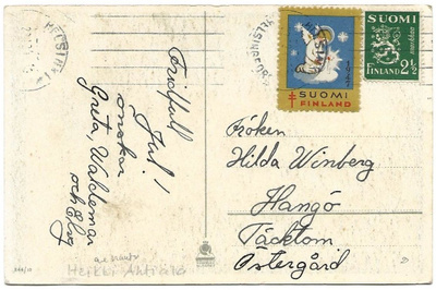 Tub Joulumerkki 1947 Enkeli II kortilla