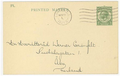 Englanti 1927 painotuote ehiö Suomeen