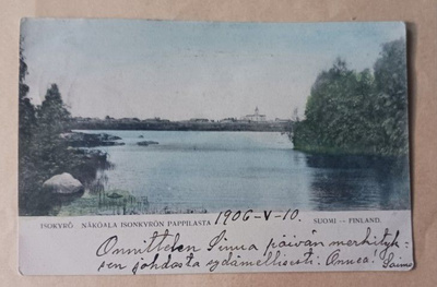 Isokyrö, näkymä Isokyrön pappilasta, vanha väripk, p. 1906