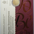 2016 SAN MARINO 2€ juhlaraha Shakespeare kansiossa - pikkukuva 1
