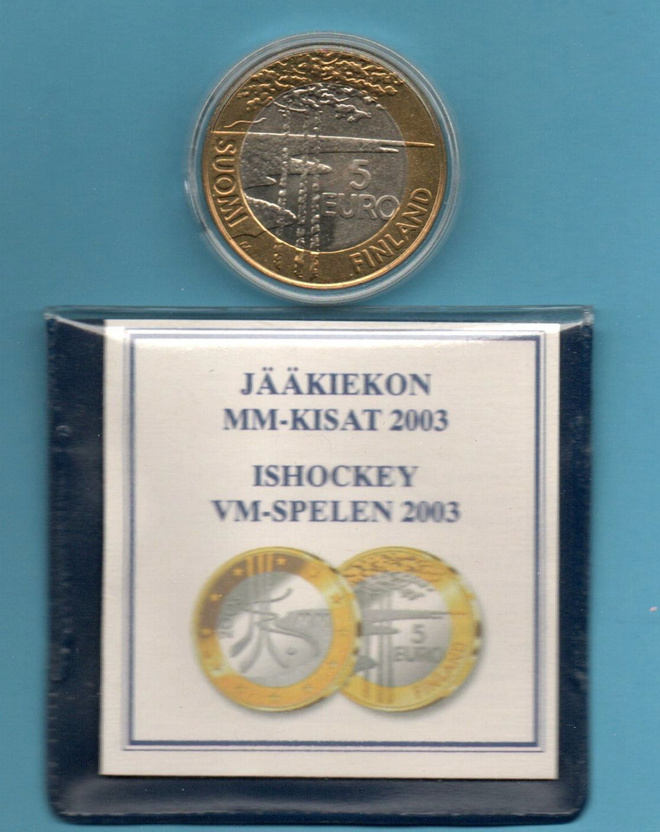 2003 5,00 € Jääkiekon MM-kisat 2003 kotelossa