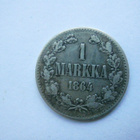 1 markka 1864 hopeaa - pikkukuva 1