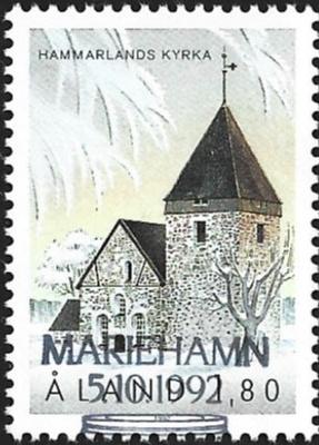 Åland 1992 Hammarlandin kirkko EP leima Lape 064 LOISTO