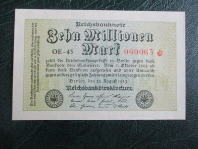 GERMANY 10 MILJ. MARK UNC TÄHTI (K12-54)