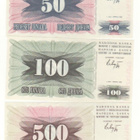Bosnia & Herzegovina 50 , 100 ja 500 Dinaria 1992 - pikkukuva 1