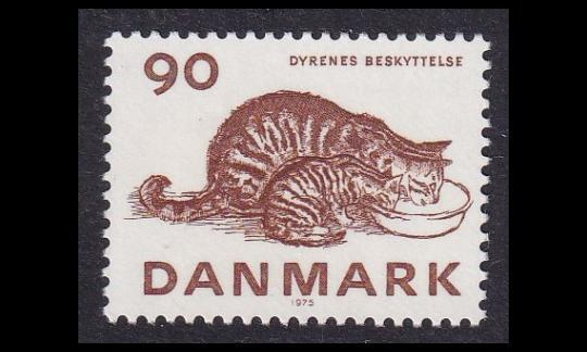 Tanska 606 ** Eläinsuojeluyhdistys 100v kissa (1975)