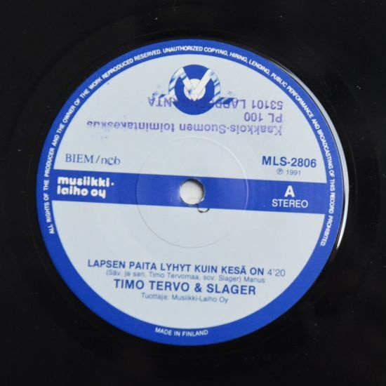 Single: Tervo, Timo & Slager - Lapsen paita lyhyt ...