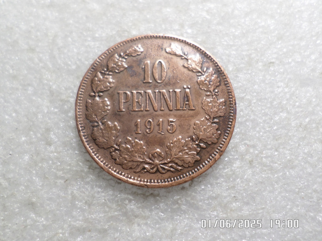 10  penniä   1915   siistikuntoinen      kl 8-9