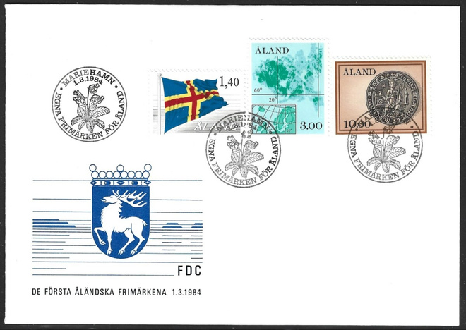 FDC Åland 1984 Yleismerkit  LaPe ÅL 004-006