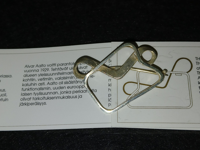 Alvar Aallon desing Hopea Paimio tuoli rintakoru  925