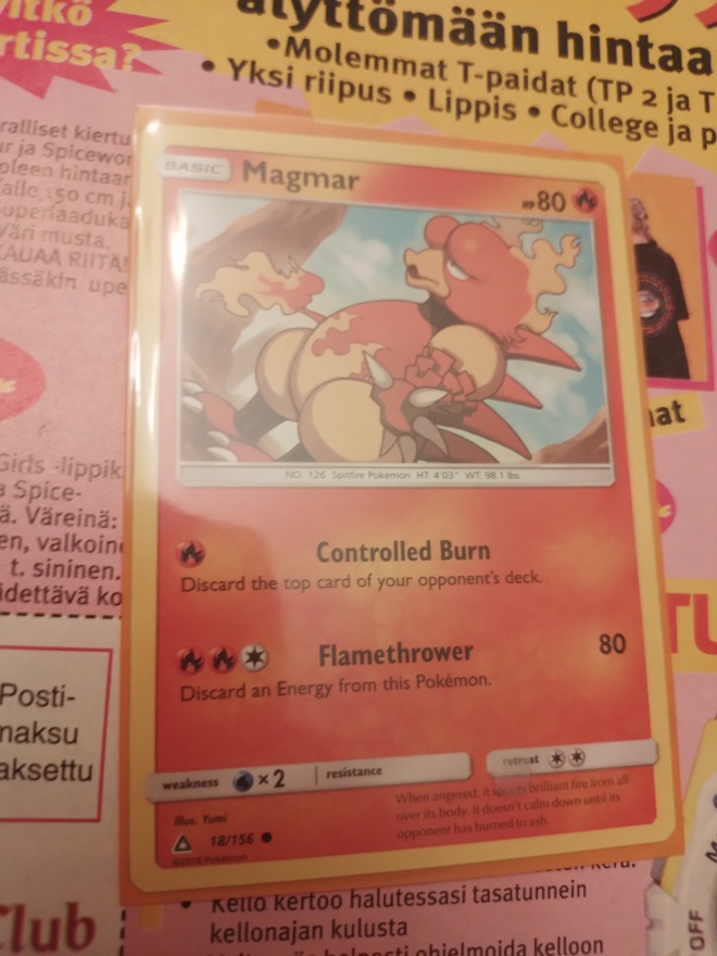 Magmar 18/156 Pokemon Ultra Prism card