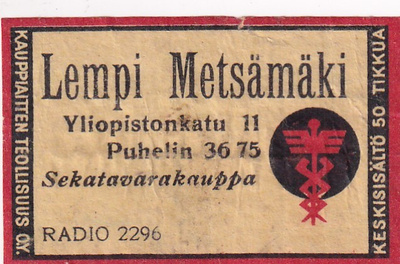 Lempi Metsämäki, Yliopistonkatu 11, Radio 2296   s22