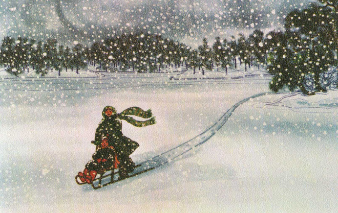 MARJA - LIISA  PITKÄRANTA  POSTIKORTTI  -  KELKKAILEMASSA