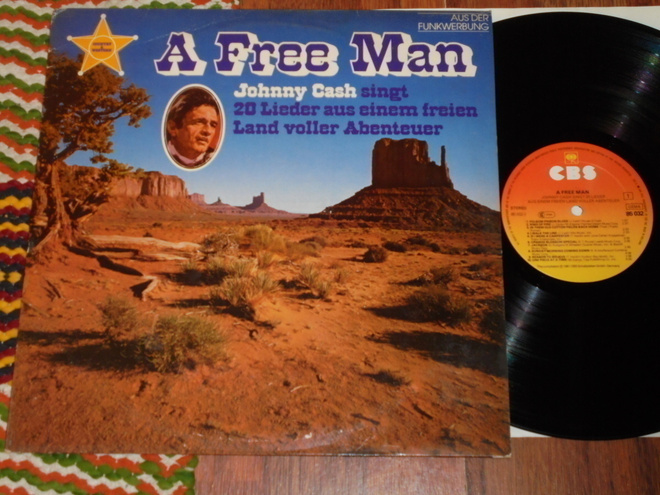 JOHNNY CASH - A Free Man - LP 1981 rockabilly EX-