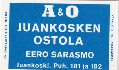 Juankoski, A & O  Juankosken Ostola. Eero Sarasmo  7/11