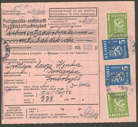 1946 postiennakkotavaranäyte