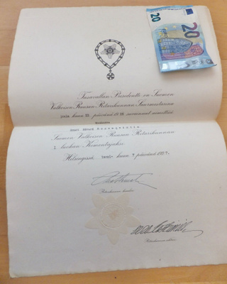 Luovari Suomen Valkoisen Ruusun Komentaja 1 lk 1927 Tunnettu