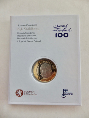 Suomi 5 Euro 2016 Presidentti Ståhlberg PROOF Alkup Pakkaus