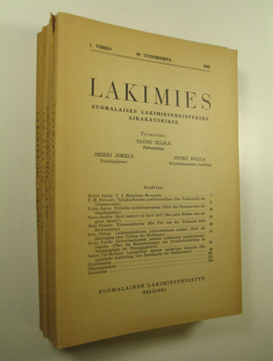 Tauno (toim.) Ellilä : Lakimies, 60. vuosikerta (1962), n...