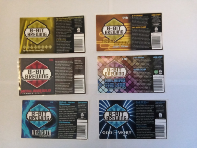 8-Bit  Brewing  panimon Olut tarraetiketti valitse 1 kuvasta