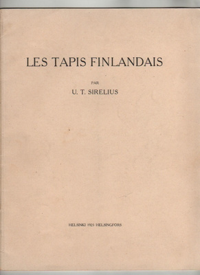 Sirelius: Les tapis finlandais, Statsrådet 1925, nid., K3
