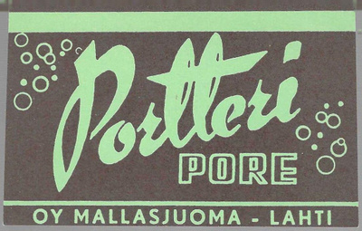 JUOMAETIKETTI PORTTERI PORE OY MALLASJUOMA LAHTI SILEÄ