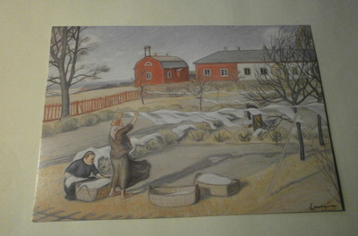 Per Åke Laurën: Pyykkärit (Pyykki kuivuu), väripk, ei p.