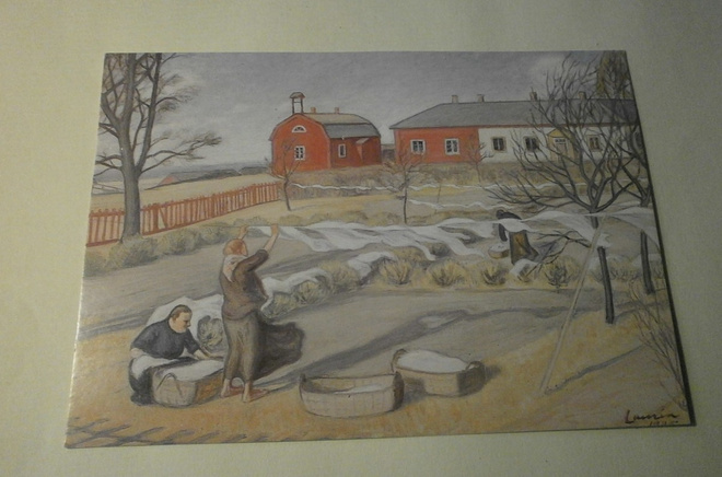 Per Åke Laurën: Pyykkärit (Pyykki kuivuu), väripk, ei p.