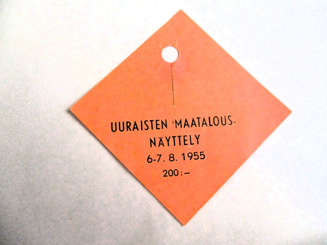 1955 Uurainen maatalousnäyttely pääsylippu