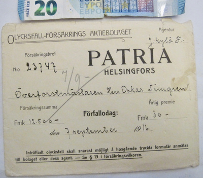 Firmakuori Vakuutusyhtiö Patria Helsinki / Jyväskylä 1916