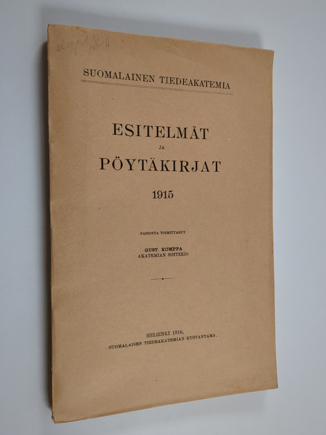 Suomalainen tiedeakatemia : Esitelmät ja pöytäkirjat 1915