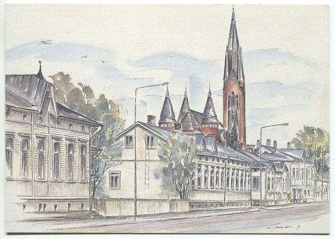 Turku Näkymä Puutarhakadulta K. Akonlahti 1990-luku
