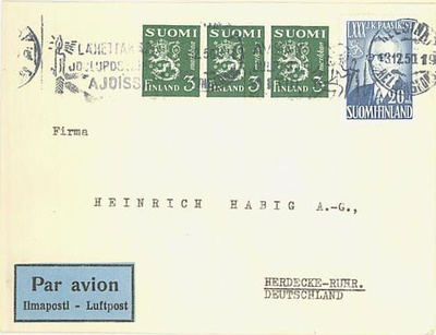 1950 Paasikivi ym lentokirje Saksaan