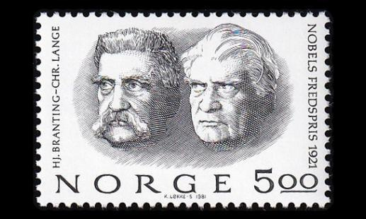 Norja 849 ** Nobel-voittajia 1921 (1981)
