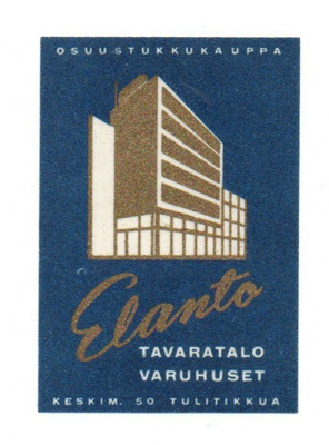 Osuustukkukauppa Elanto Tavaratalo. Etiketti