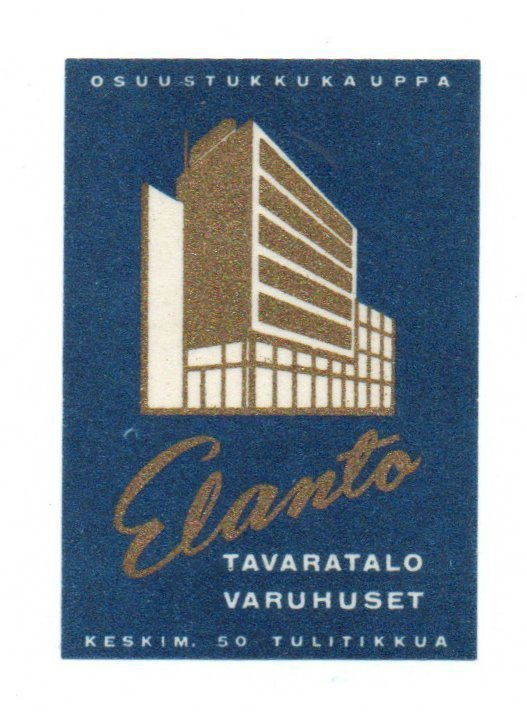 Osuustukkukauppa Elanto Tavaratalo. Etiketti