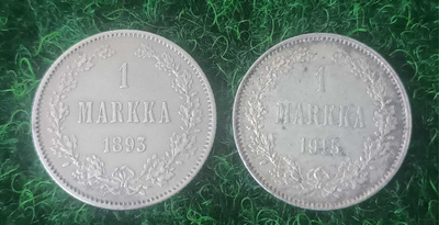 1 MARKKA 1893,1915 hopea