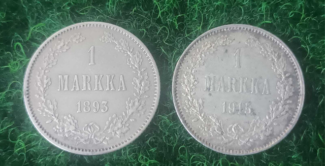 1 MARKKA 1893,1915 hopea