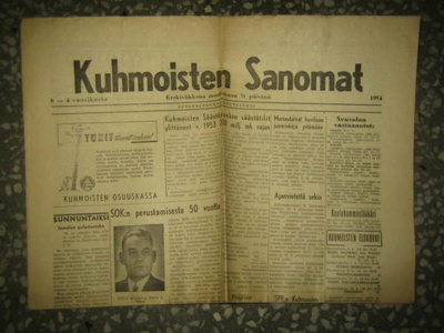 Sanomalehti: Kuhmoisten Sanomat 31.3.1954